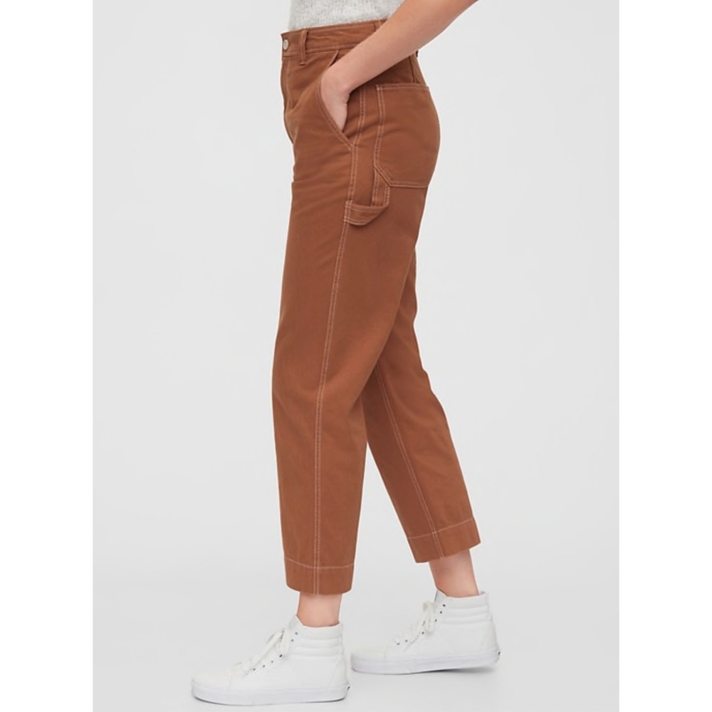 Gap Work-Force‎ Carpenter Pants Acorn Brown Cotton Petite 4 Utility Crop